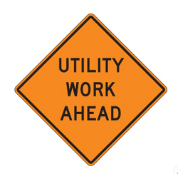 "Utility Work Ahead" 48" Roll Up Traffic Sign