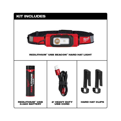 2116-21 Milwaukee USB Rechargeable BEACON Hard Hat Light Kit
