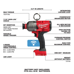2865-20 Milwaukee M18 FUEL 7/16" Hex Utility High Torque Impact Wrench with ONE-KEY