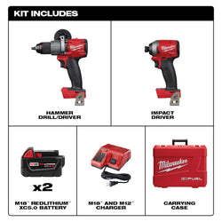 3697-22 Milwaukee M18 FUEL 2-Tool Hammer Drill/Impact Driver Combo Kit